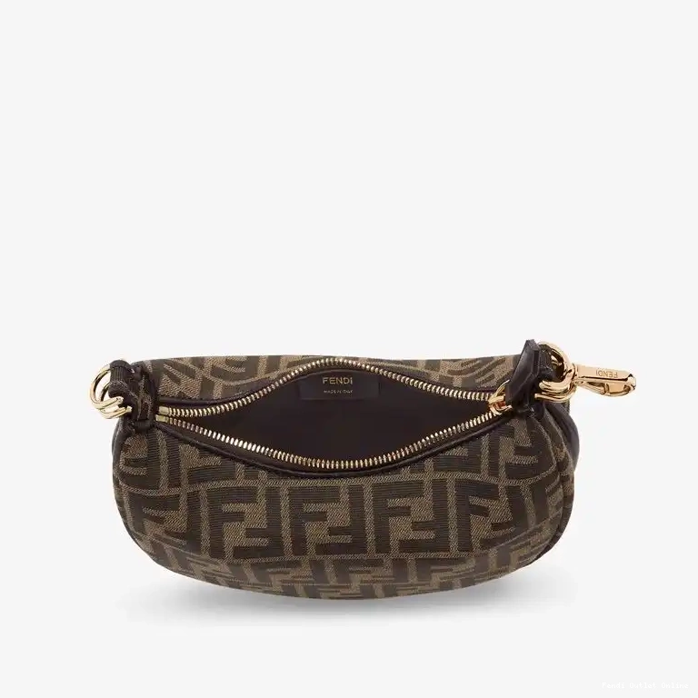 Affordable Fabric Mini Brown Bag FF Fendigraphy Hobo In Motif Fendi 0619
